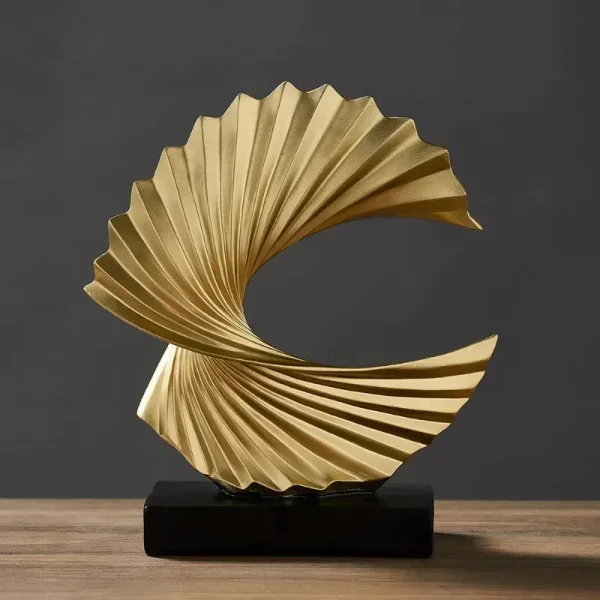 Modern Golden Abstract Resin Sculpture