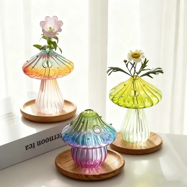 Handcrafted Boho Glass Mushroom Vase