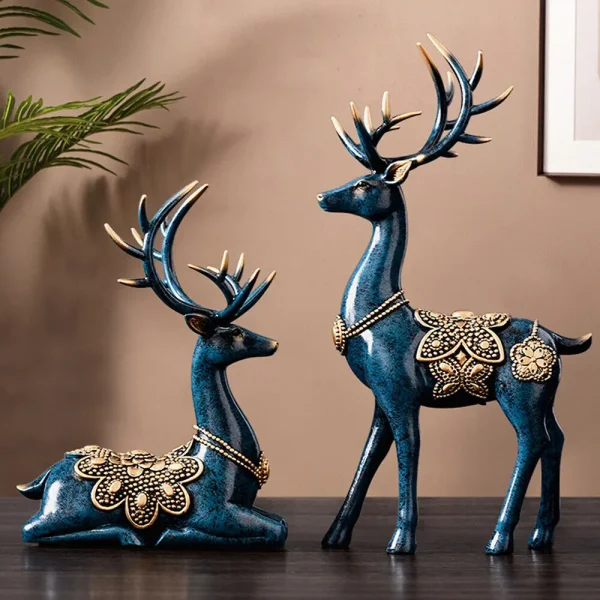 Hand-Painted Resin Deer Figurines