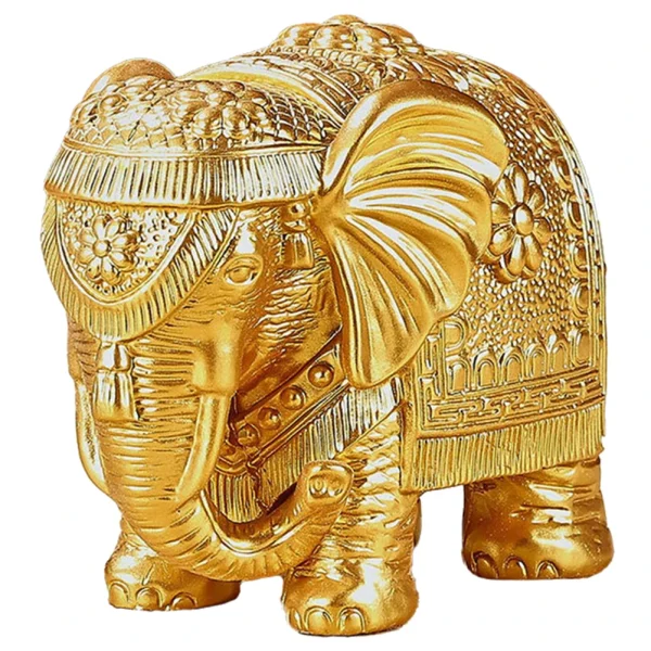Golden Resin Lucky Elephant Statue
