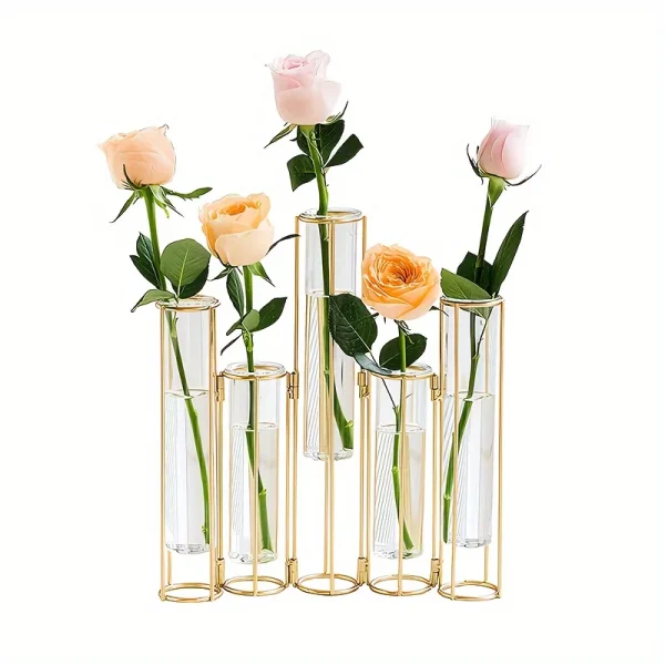 Gold Test Tube Vase Stand